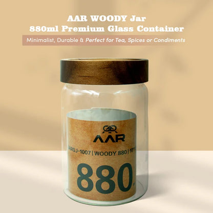 AAR Woody 880ml Glass Storage Jar