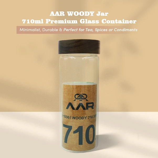 AAR Woody 710ml Glass Storage Jar