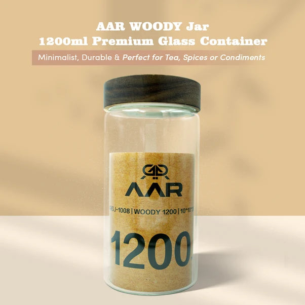 AAR Woody 1200ml Glass Storage Jar