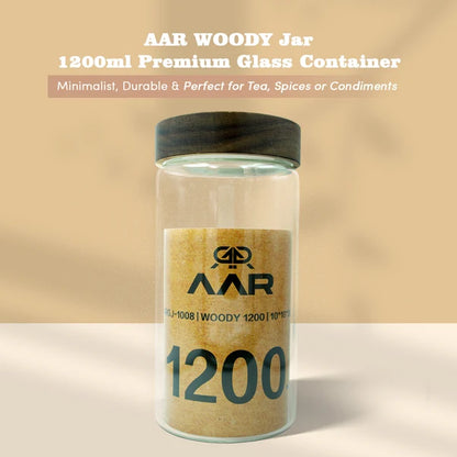 AAR Woody 1200ml Glass Storage Jar