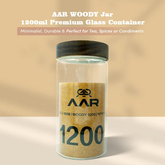 AAR Woody 1200ml Glass Storage Jar