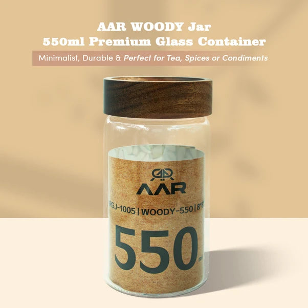 AAR Woody 550ml Glass Storage Jar