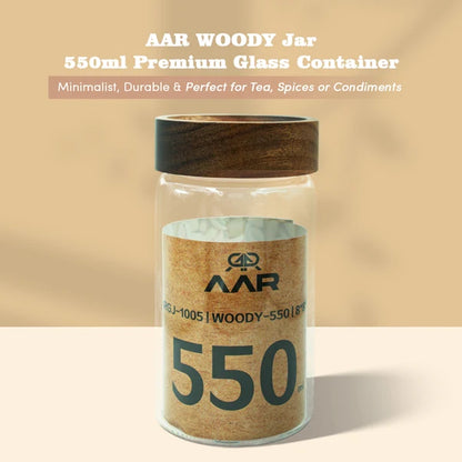 AAR Woody 550ml Glass Storage Jar
