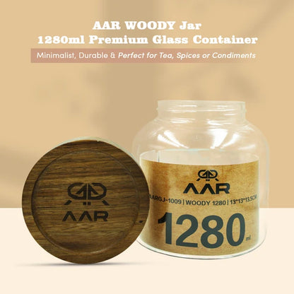AAR Woody 1280ml Glass Storage Jar