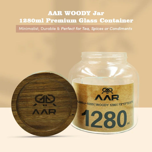 AAR Woody 1280ml Glass Storage Jar