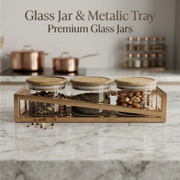 AAR Metalica Rectangle Dry Fruit Set - 3 Jar