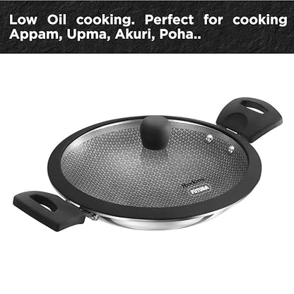 Hawkins Tri-Ply Stainless Steel (With Shielded Nonstick) Deep Kadhai Appachatty