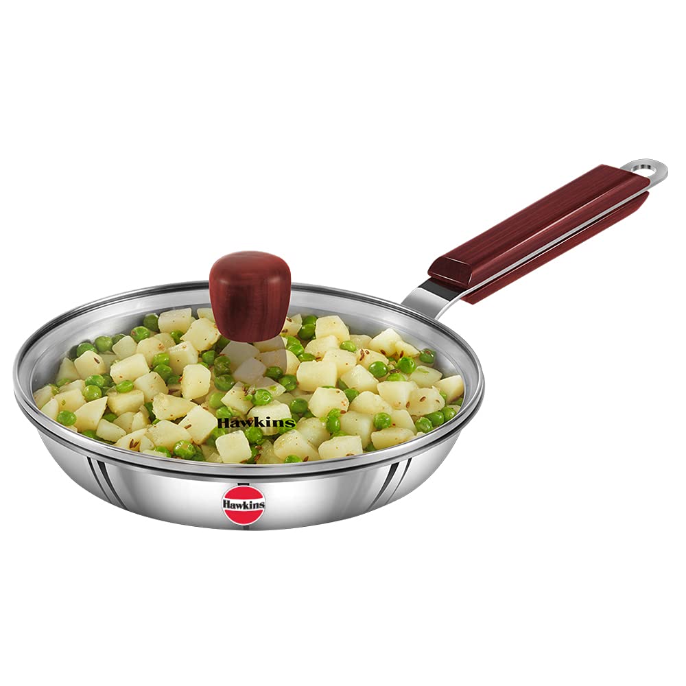 Hawkins Tri-Ply Stainless Steel (With Shielded Nonstick) Frying Pan With Lid