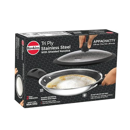 Hawkins Tri-Ply Stainless Steel (With Shielded Nonstick) Deep Kadhai Appachatty