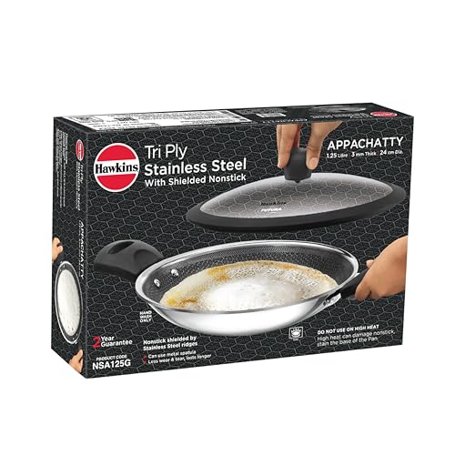 Hawkins Tri-Ply Stainless Steel (With Shielded Nonstick) Deep Kadhai Appachatty