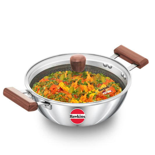 Hawkins Tri-Ply Stainless Steel (With Shielded Nonstick) Deep Kadhai