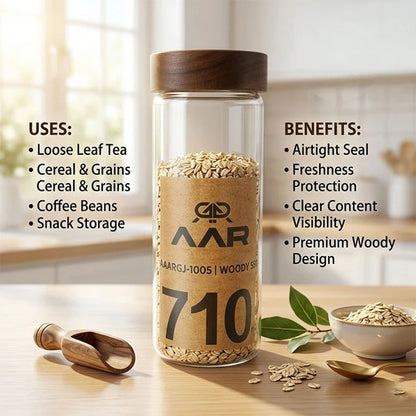 AAR Woody 710ml Glass Storage Jar