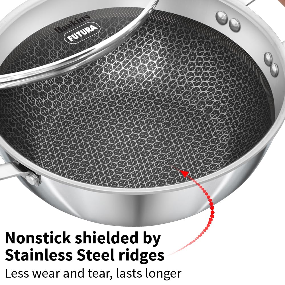Hawkins Tri-Ply Stainless Steel (With Shielded Nonstick) Deep Kadhai
