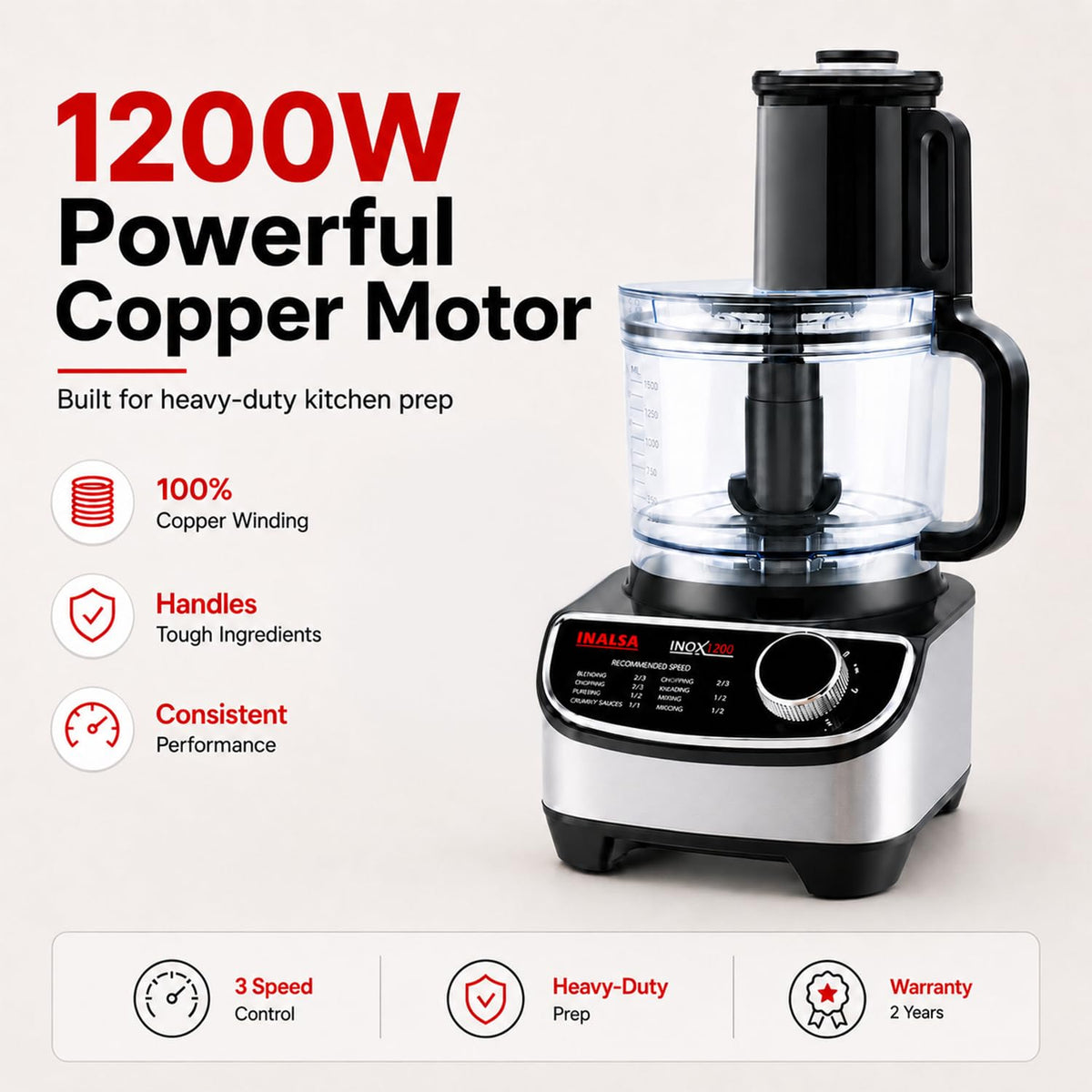Inalsa Inox 1200 Food Processor