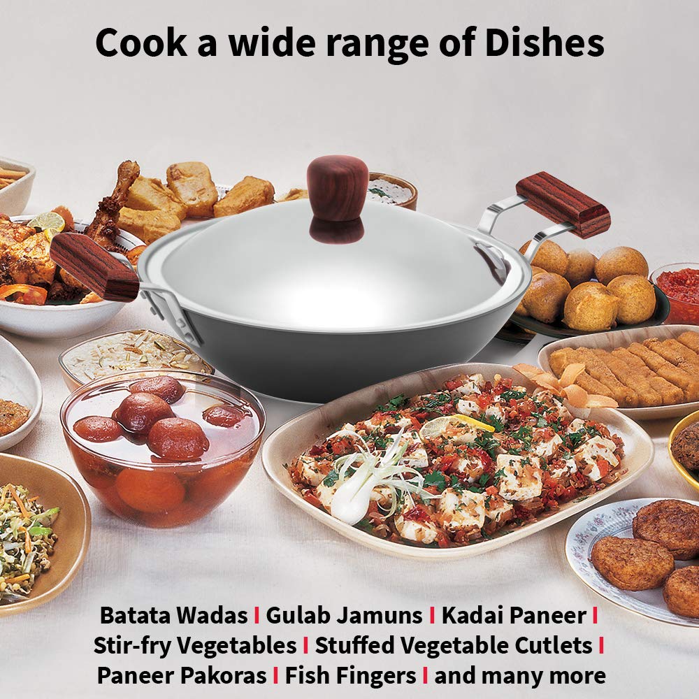 Hawkins Futura Nonstick Deep-Fry Pan (Flat Bottom) With Lid