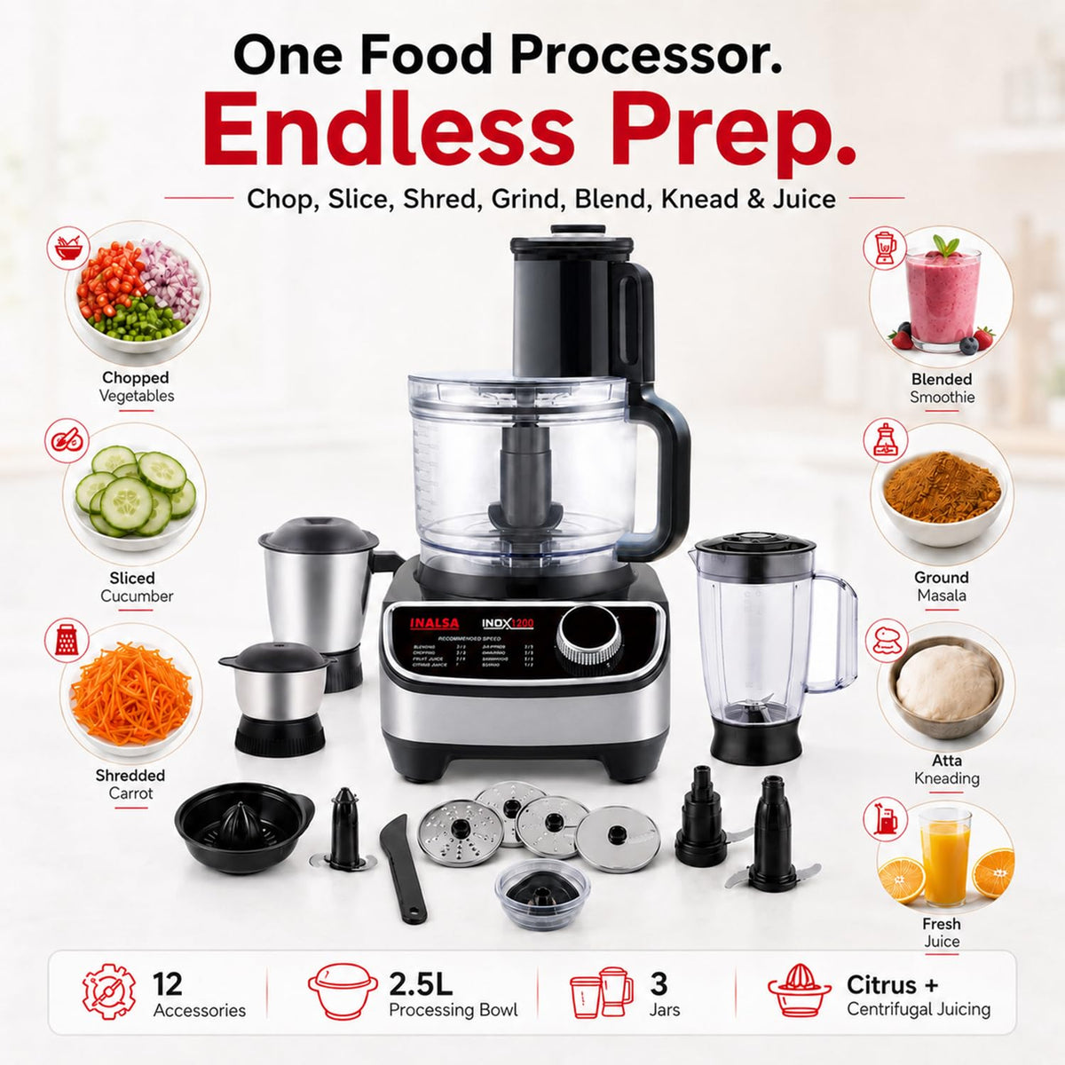 Inalsa Inox 1200 Food Processor