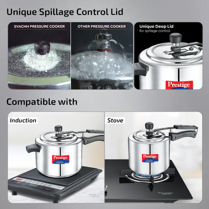 Prestige Nakshatra Essential Svachh Stainless Steel Pressure Cooker Combo — 5L + 3L