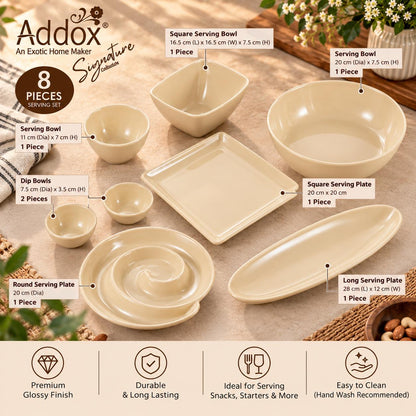 Addox Porcelain Serveware Platter Set of 8