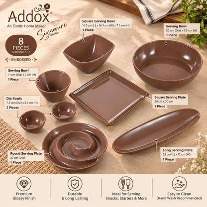 Addox Porcelain Serveware Platter Set of 8