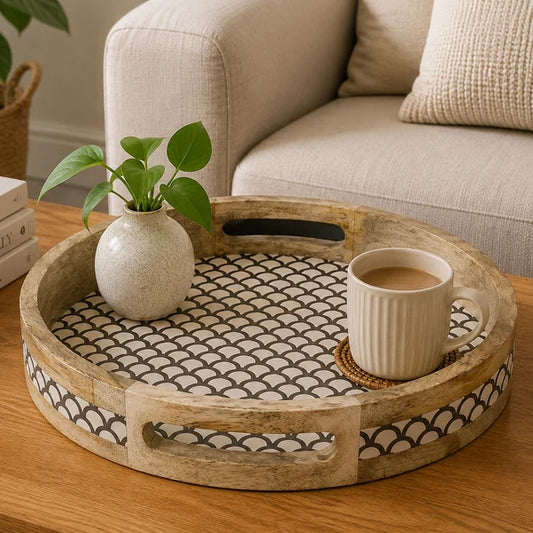 AAR Wooden Round Serving Tray