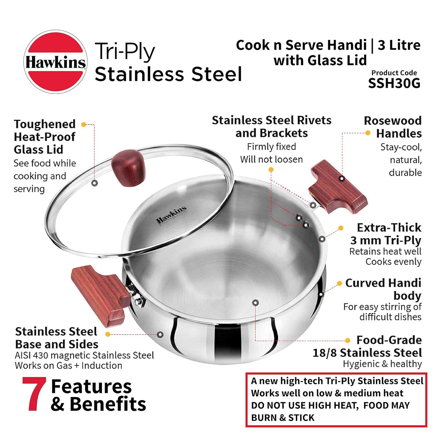 Hawkins Tri-Ply Stainless Steel Handi