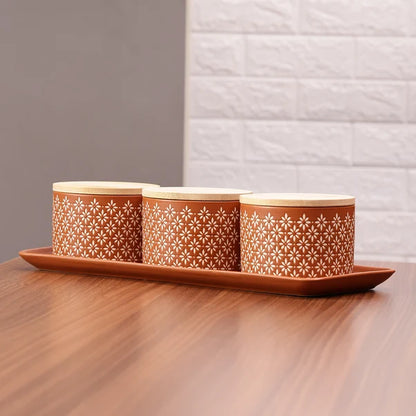 AAR Ceramica Dry Fruit Set - 3 Jar
