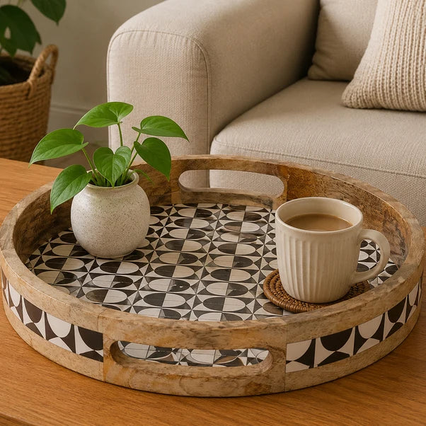 AAR Wooden Round Serving Tray