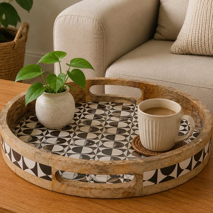 AAR Wooden Round Serving Tray