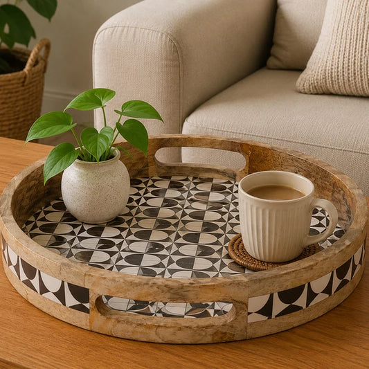AAR Wooden Round Serving Tray