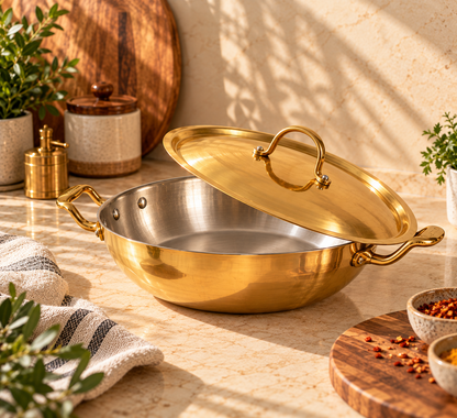 Brass (Pital) Kadhai with Lid