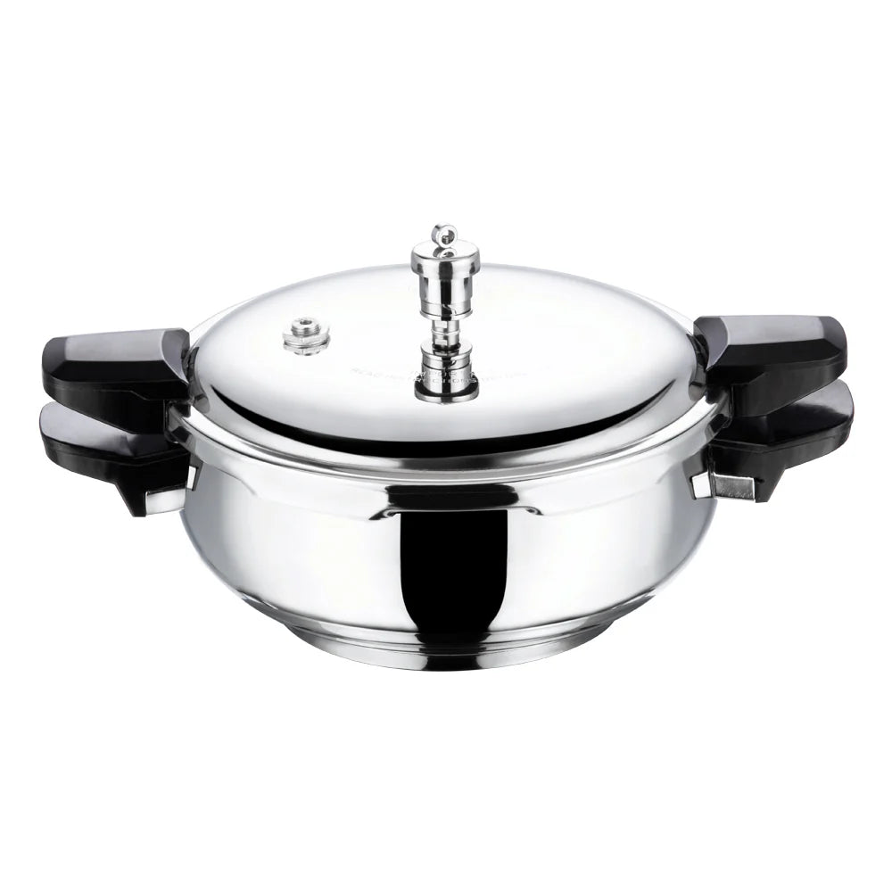 18/8 STAINLESS STEEL MAGIC PRESSURE COOKER [WITH 2 EXTRA LIDS]  (Induction-Friendly,  5 mm Aluminium Bottom Thickness, Silicone Gasket)