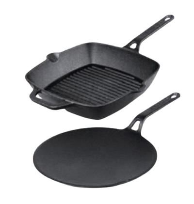 CAST IRON COMBO SET- 2 PC  (Double Seasoned with Vegetable Oil)