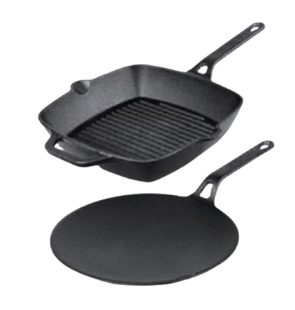 CAST IRON COMBO SET- 2 PC  (Double Seasoned with Vegetable Oil)