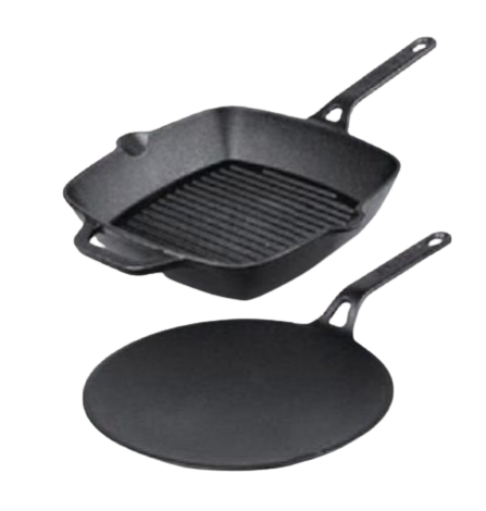 CAST IRON COMBO SET- 2 PC  (Double Seasoned with Vegetable Oil)