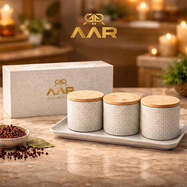 AAR Ceramica Dry Fruit Set - 3 Jar