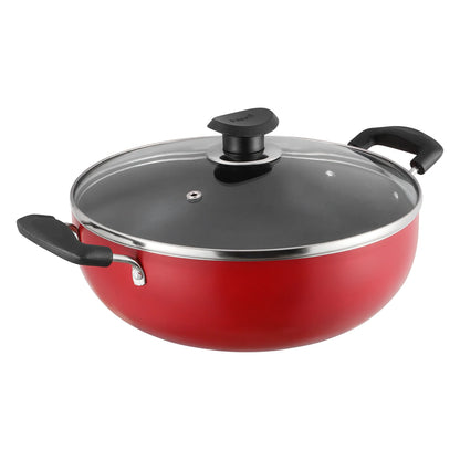 INDUCTO DEEP KADAI [WITH CLASS LID]  (Induction-Friendly, 3 mm Thickness)
