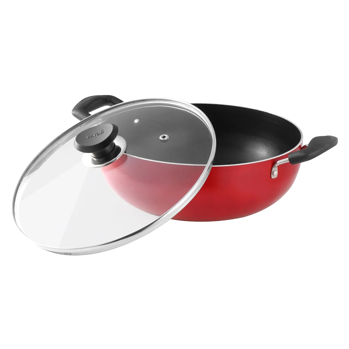 INDUCTO DEEP KADAI [WITH CLASS LID]  (Induction-Friendly, 3 mm Thickness)