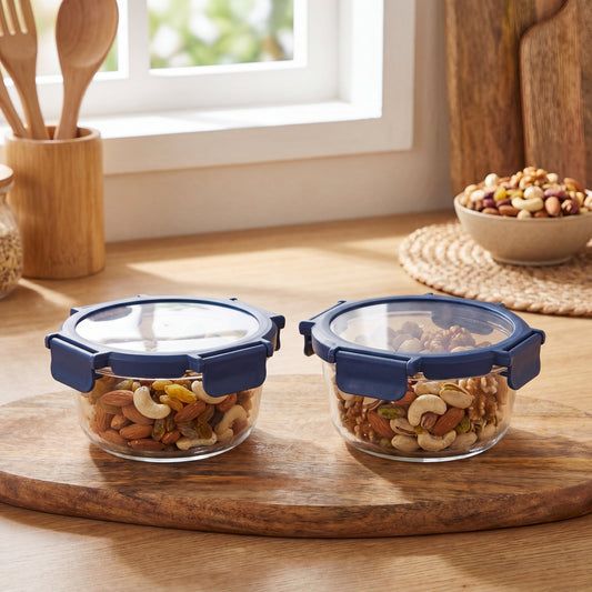 Fresha Round Glass Container Set of 2