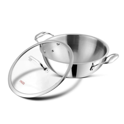 PLATINUM EXTRA DEEP KADAI [WITH GLASS LID]  (Induction-Friendly)