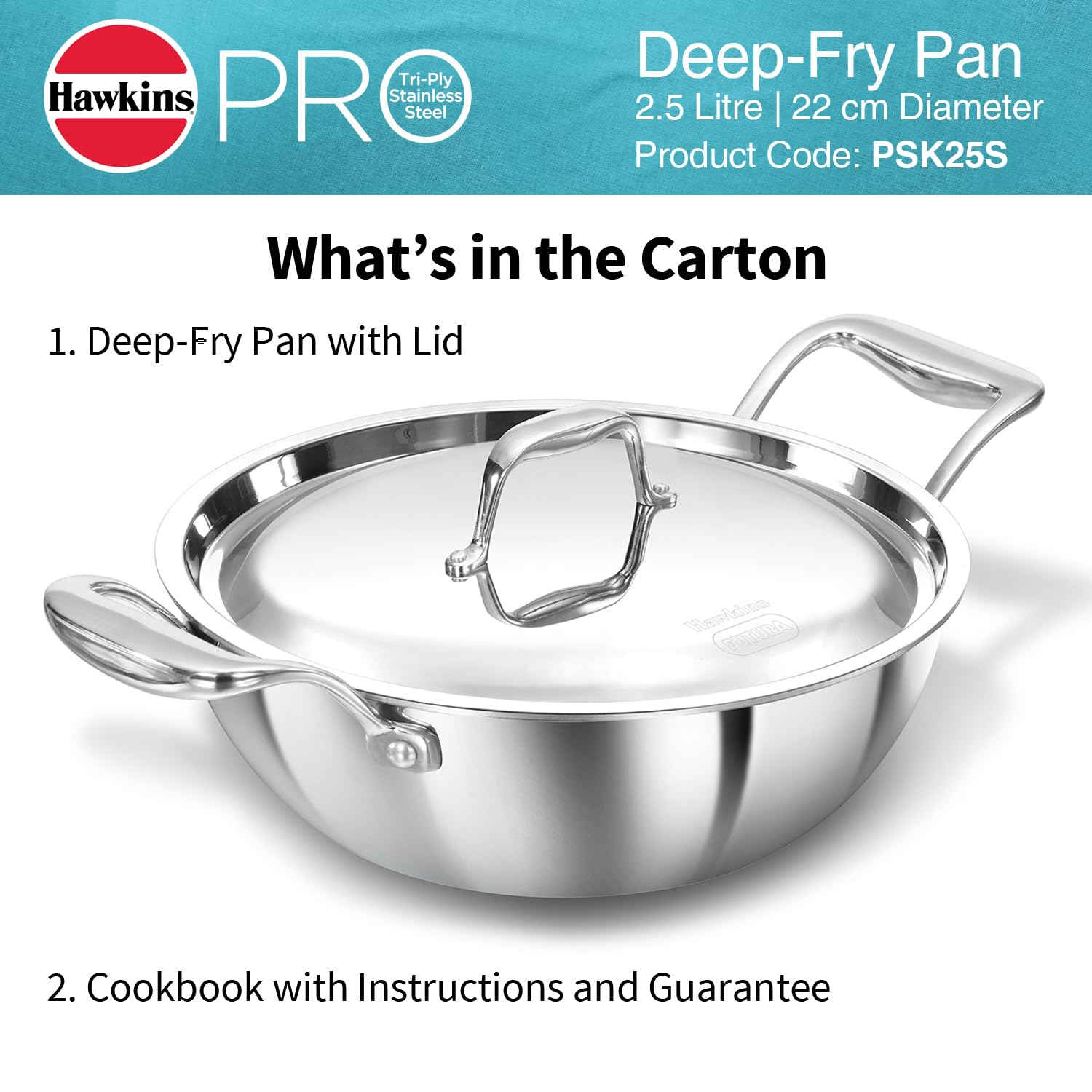 Hawkins Pro Tri-Ply Deep Fry Pan Kadai