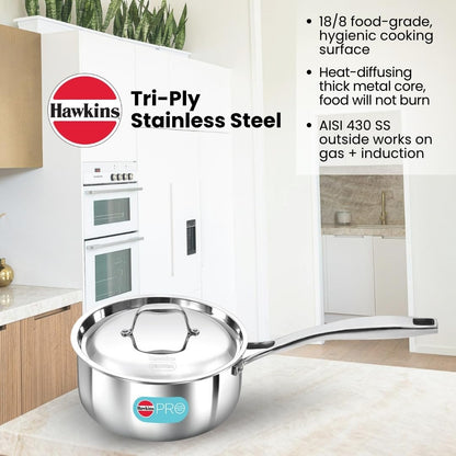 Hawkins Pro Tri-Ply Stainless Steel Saucepan