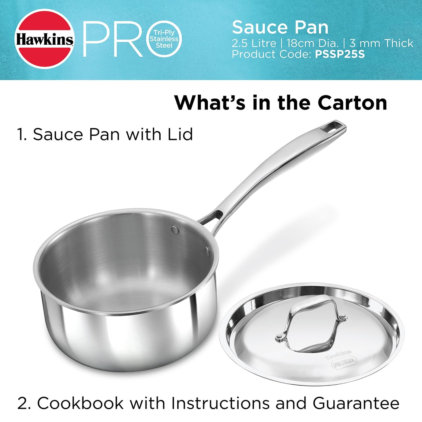 Hawkins Pro Tri-Ply Stainless Steel Saucepan