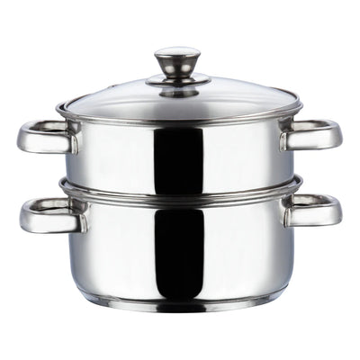 2 TIER STEAMER SET [WITH GLASS LID]  (Induction-Friendly, 2.5 mm Base Thickness)