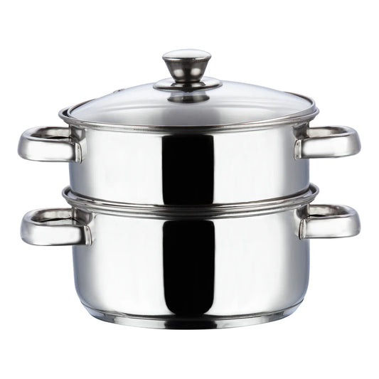 2 TIER STEAMER SET [WITH GLASS LID]  (Induction-Friendly, 2.5 mm Base Thickness)
