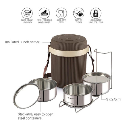 Cello Wow-3 Insulated Lunch Carrier, 3 x 320 ml