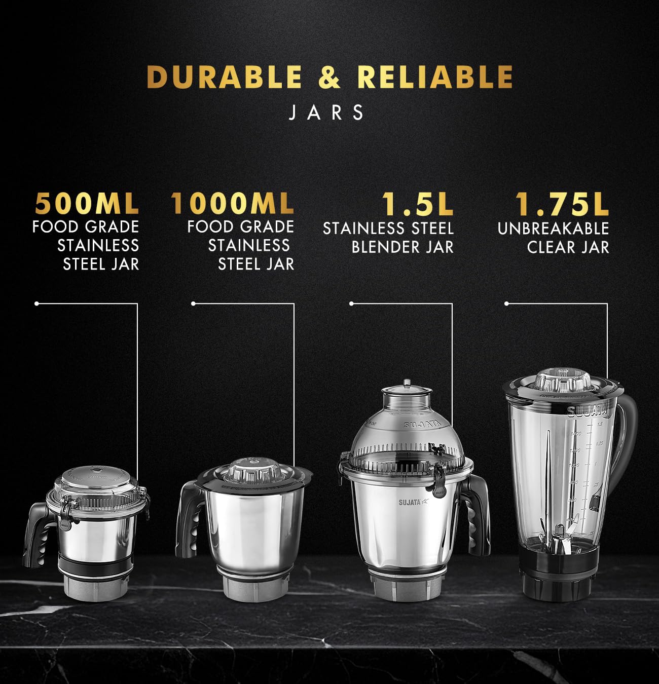 Sujata MG03 Mixer Grinder 1000W 4 Jars
