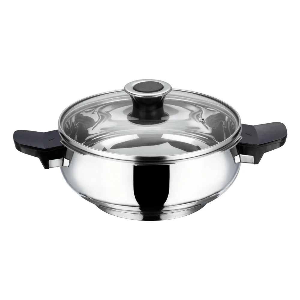 18/8 STAINLESS STEEL MAGIC PRESSURE COOKER [WITH 2 EXTRA LIDS]  (Induction-Friendly,  5 mm Aluminium Bottom Thickness, Silicone Gasket)