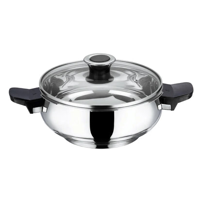 18/8 STAINLESS STEEL MAGIC PRESSURE COOKER [WITH 2 EXTRA LIDS]  (Induction-Friendly,  5 mm Aluminium Bottom Thickness, Silicone Gasket)