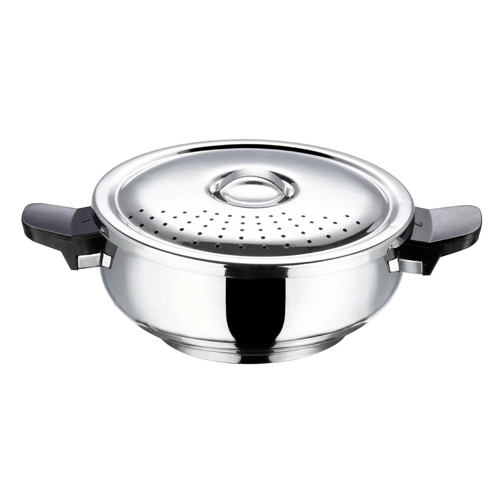 18/8 STAINLESS STEEL MAGIC PRESSURE COOKER [WITH 2 EXTRA LIDS]  (Induction-Friendly,  5 mm Aluminium Bottom Thickness, Silicone Gasket)