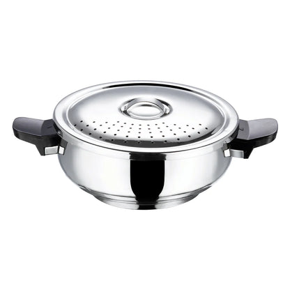 18/8 STAINLESS STEEL MAGIC PRESSURE COOKER [WITH 2 EXTRA LIDS]  (Induction-Friendly,  5 mm Aluminium Bottom Thickness, Silicone Gasket)